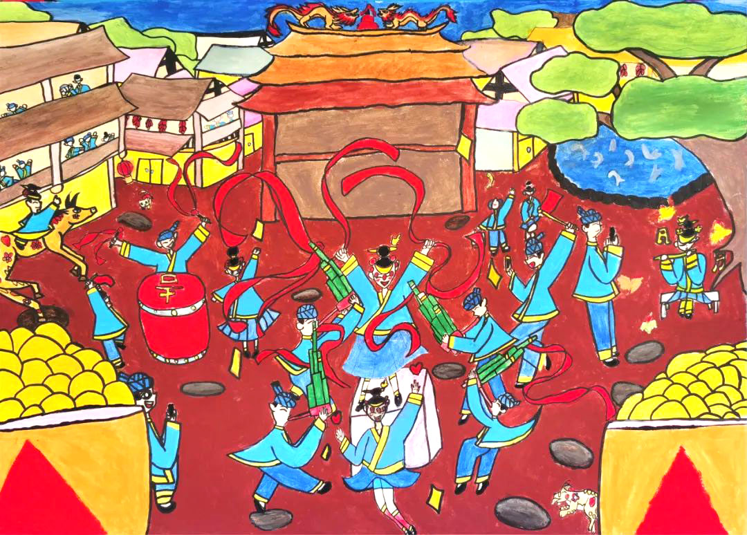 中学组喜迎二十大优秀绘画作品6张-图5