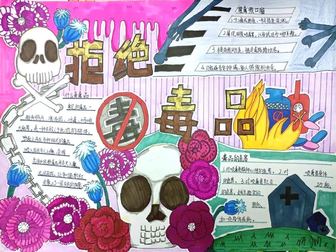 “青春助力 禁毒攻坚”禁毒宣传手抄报简单-图5