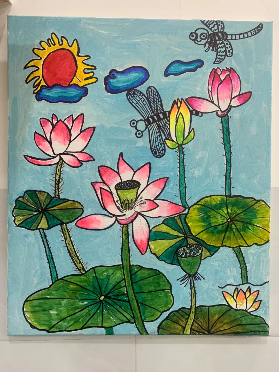 莲出淤泥而不染 廉洁主题绘画作品（主题元素：莲花）-图2