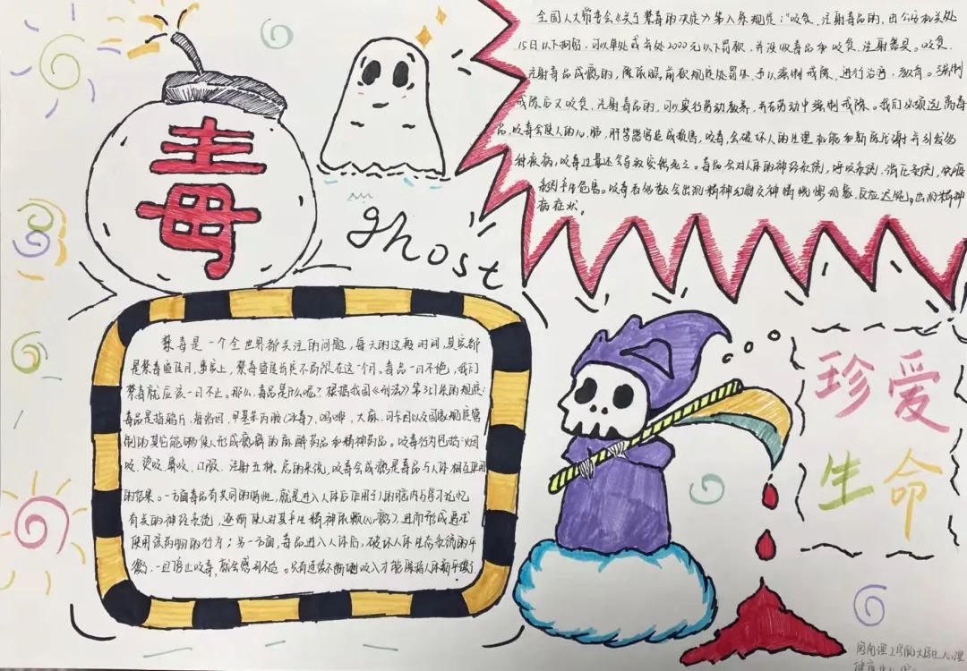  “无毒青春 健康生活”禁毒手抄报6张-图1