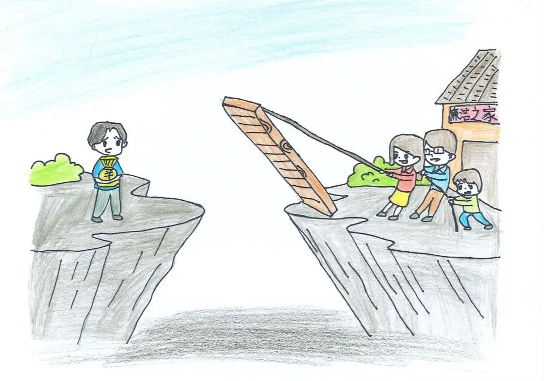 “知廉敬廉、诚信守法”廉洁儿童绘画-图1