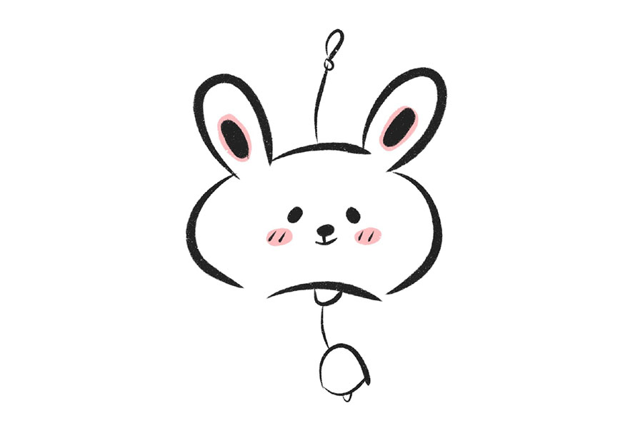 一组简单可爱的动物小风铃简笔画图片-图2