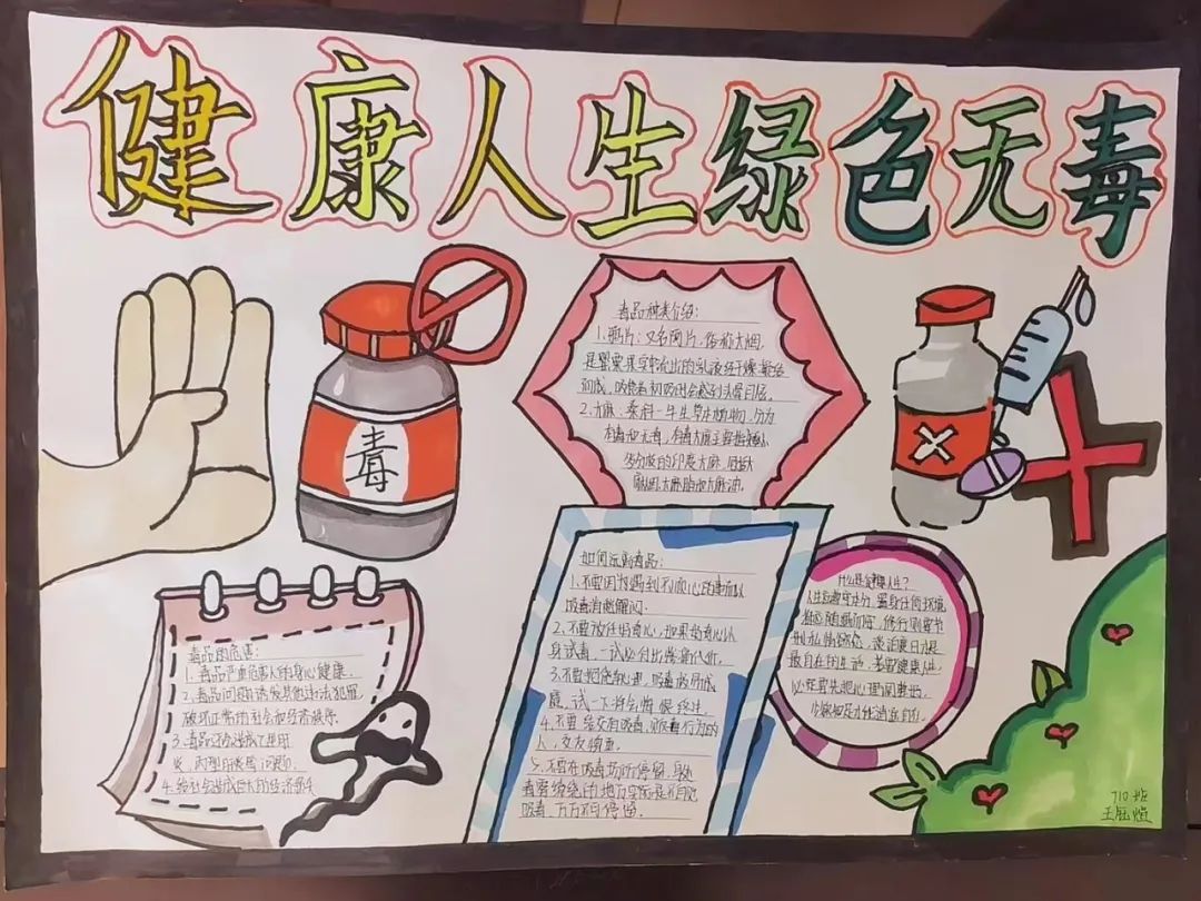 2022年“健康人生 绿色无毒”手抄报获奖作品-图5