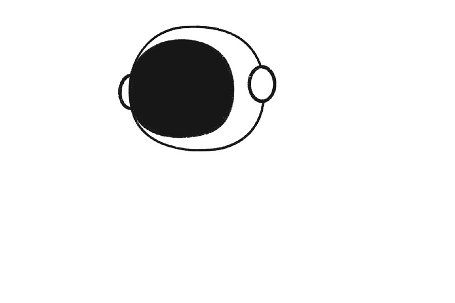 坐在月亮上的太空人简笔画画法步骤-图2