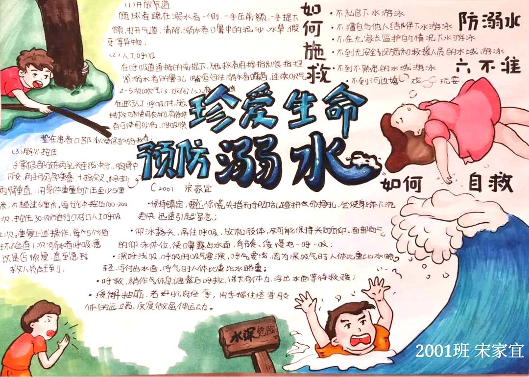 ”珍爱生命 预防溺水“防溺水主题手抄报一等奖-图4