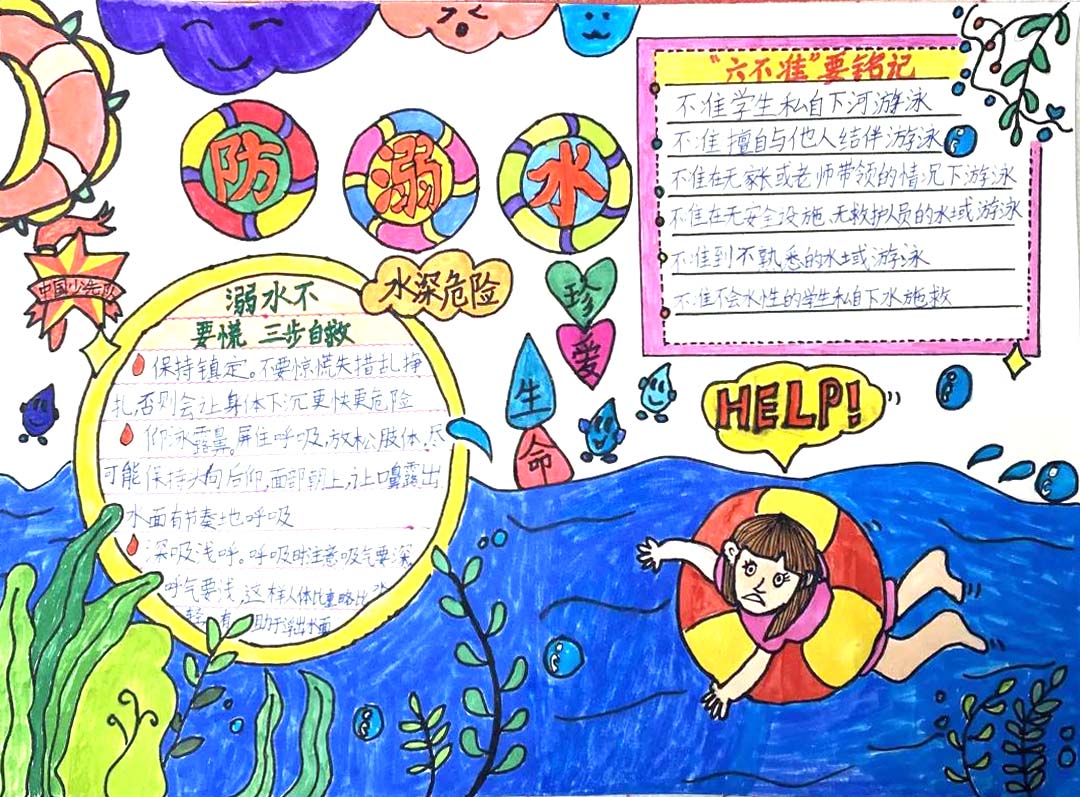 ”珍爱生命 预防溺水“防溺水主题手抄报一等奖-图6
