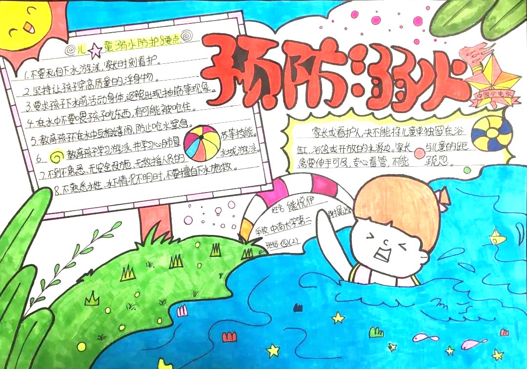青春自护 防溺水宣传手抄报精选作品-图3