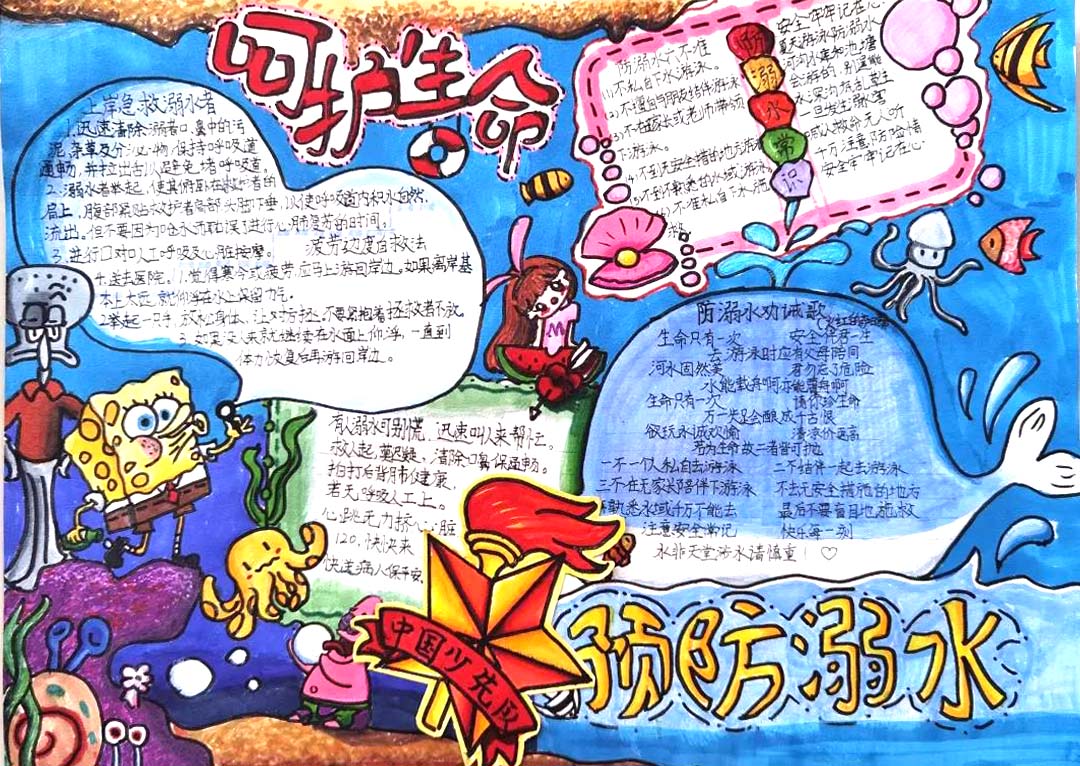 学生夏季防溺水宣传手抄报获奖作品欣赏-图1
