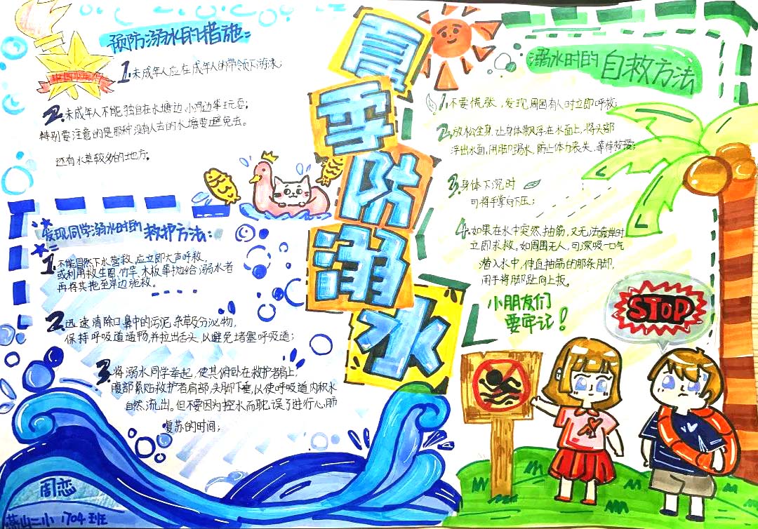 ”守护生命 预防溺水“夏季防溺水主题手抄报-图3