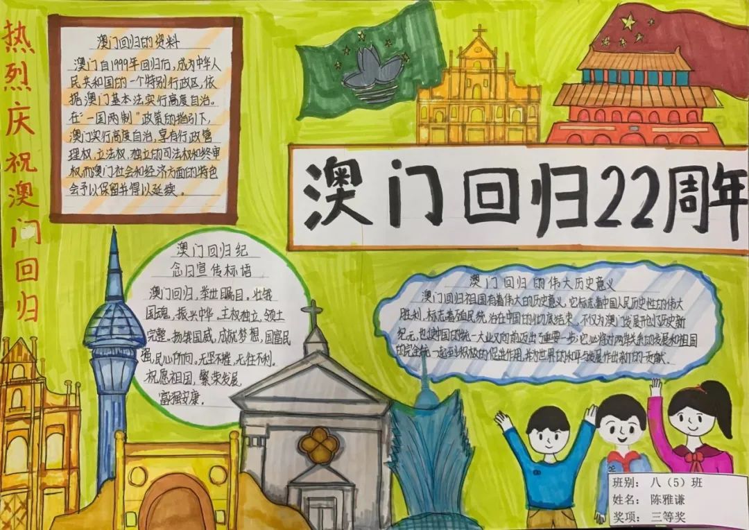澳门回归手抄报绘画简单又漂亮（7张）-图1