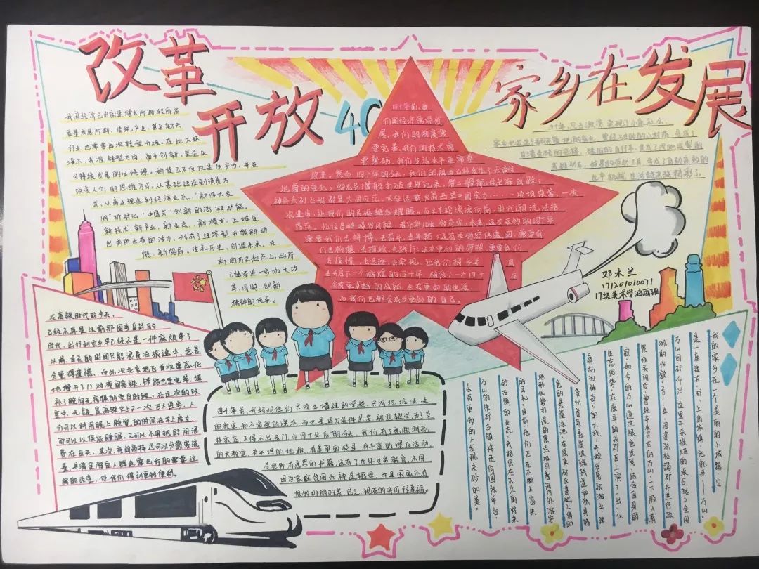 8张关于改革开放44周年的手抄报绘画-图3
