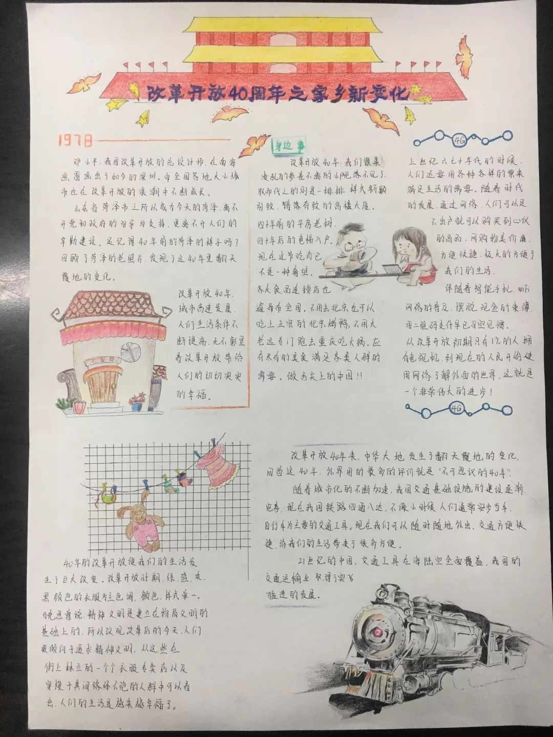 8张关于改革开放44周年的手抄报绘画-图6