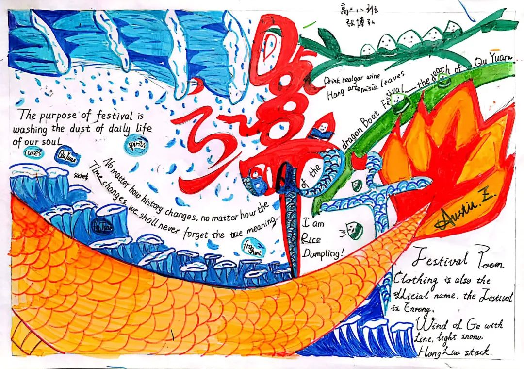 ＂浓浓粽叶香,悠悠端午情＂英语手抄报9张-图8