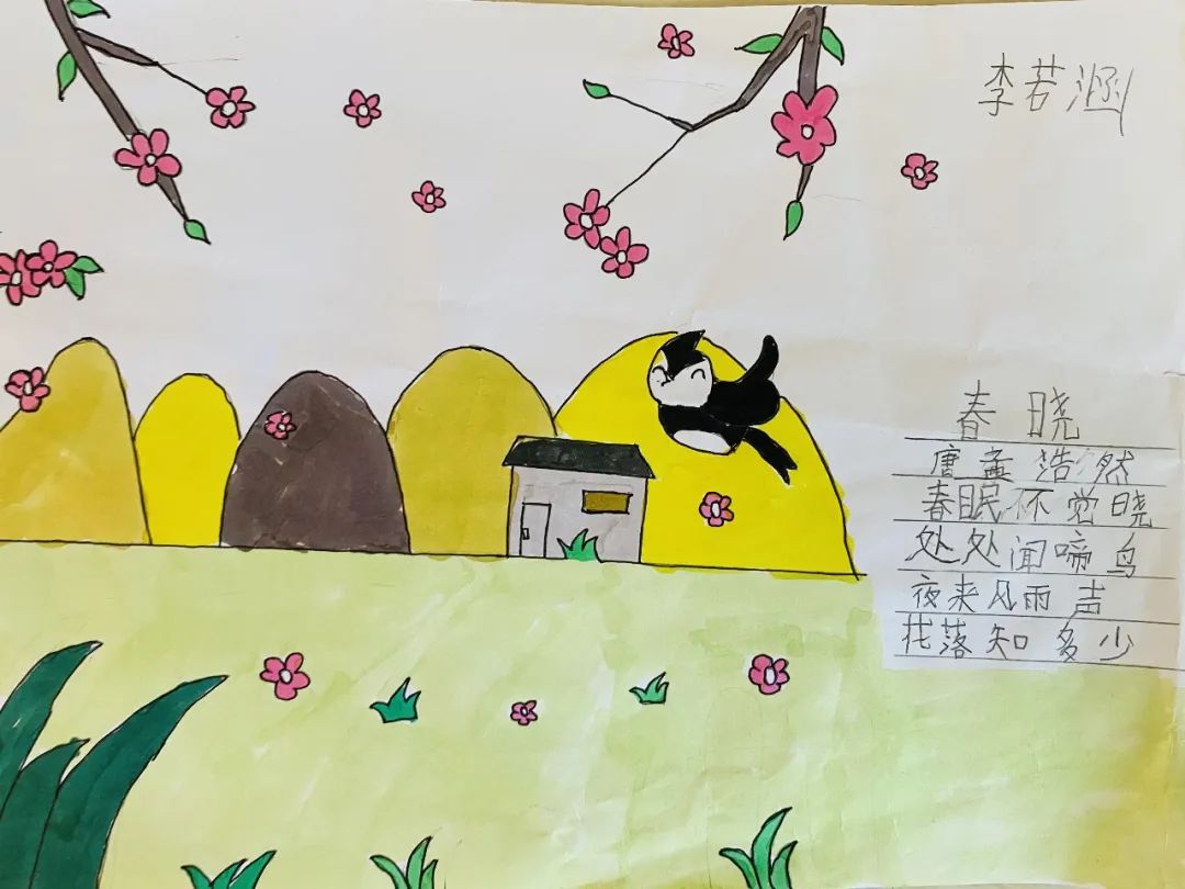 小学生春晓诗配画作品6张简单又好看-图5