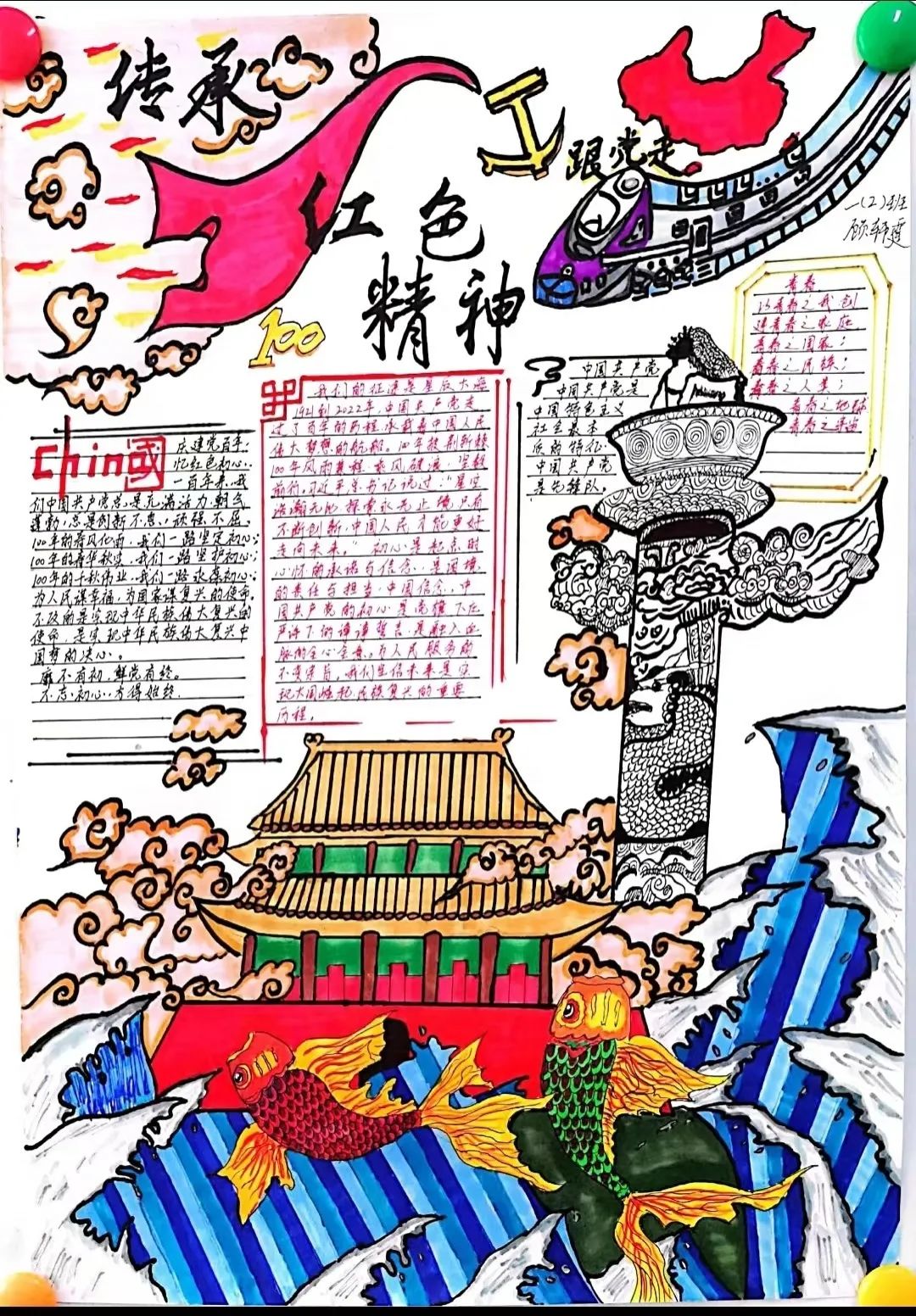 “传承红色基因 争做时代新人”手抄报作品5张-图3