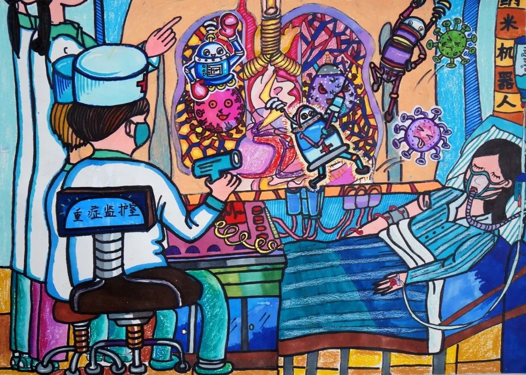 儿童科幻画优秀作品—纳米机器人医生