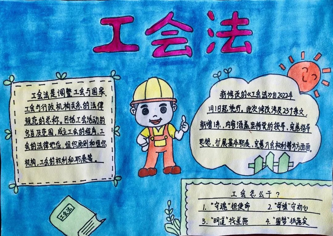 新《工会法》普法宣传主题手抄报一等奖-图2
