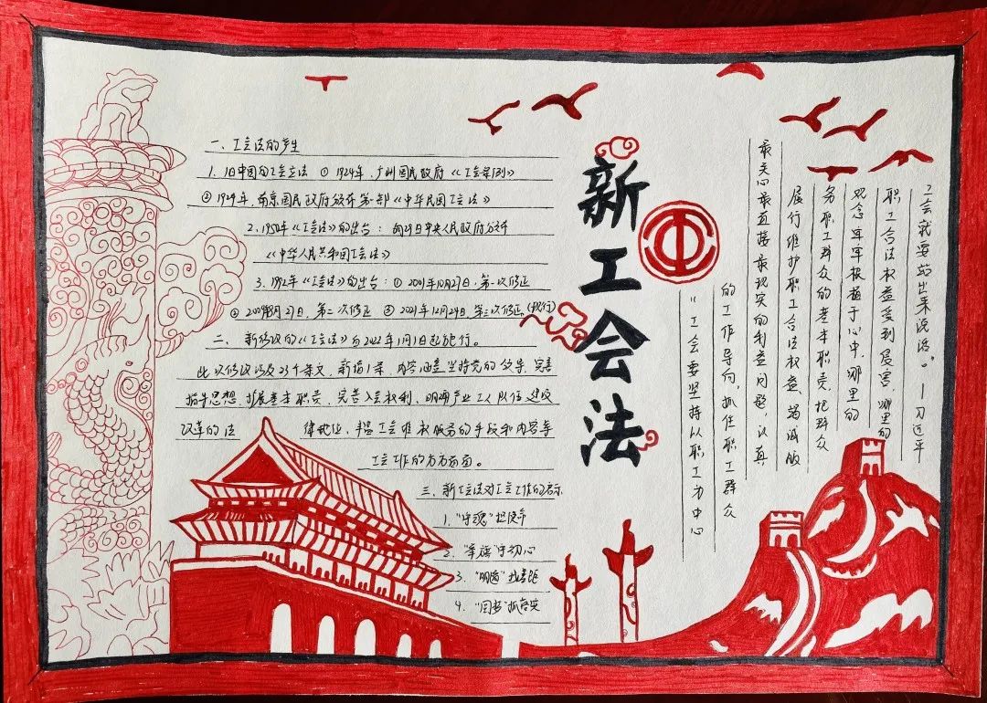 新《工会法》普法宣传主题手抄报一等奖-图5