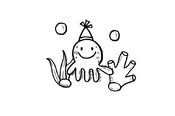 海底总动员 超简单的海底风景简笔画图片-图1