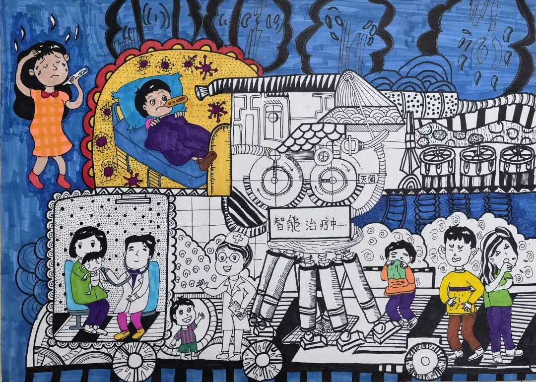 2022最新“智能医疗车”科幻主题绘画