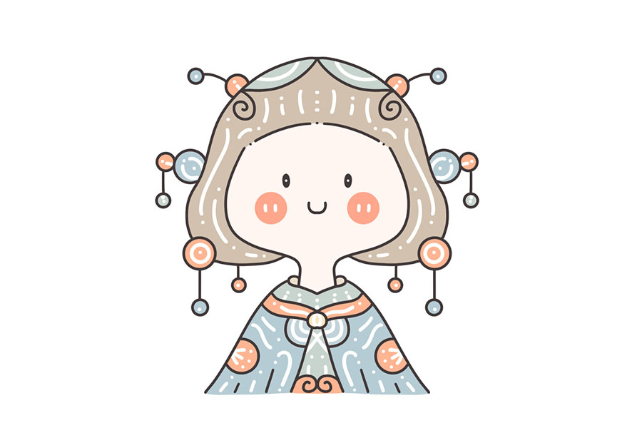 古风简笔画头像 小朋友们都爱画的古风小女孩简笔画图片-图1