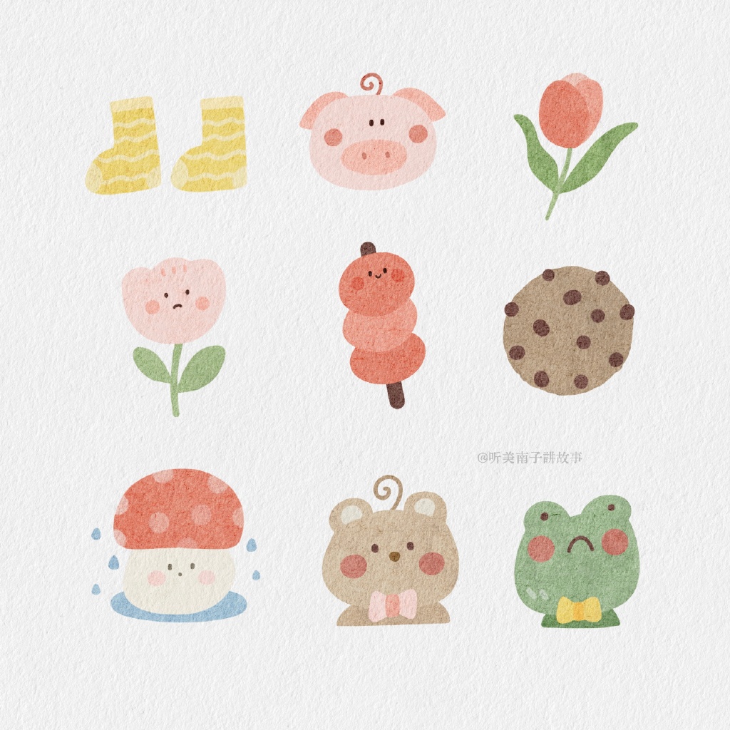 81个手帐贴纸简笔画 一些扁平风的插画小元素-图6