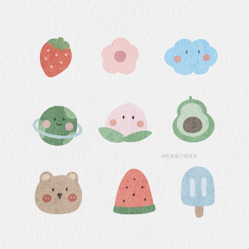 81个手帐贴纸简笔画 一些扁平风的插画小元素-图8