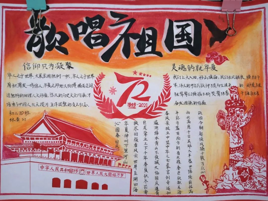 ​“童心向党 歌颂祖国”主题手抄报精选5张-图5