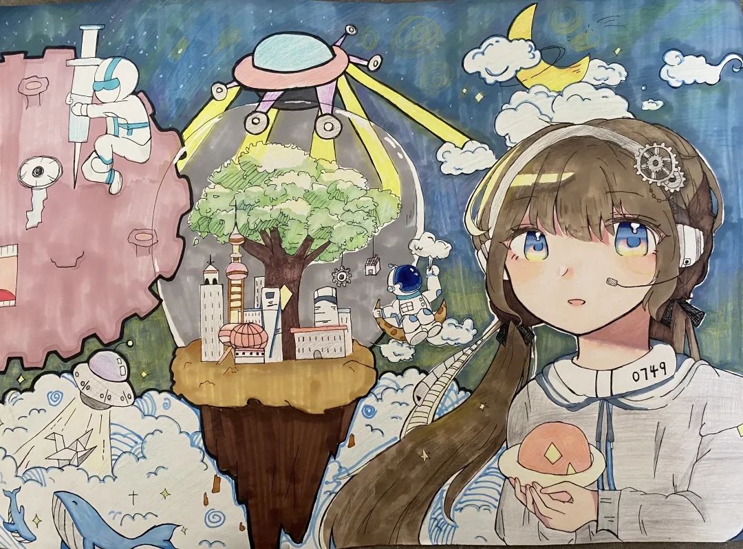 奏起爱的凯歌 科幻儿童绘画