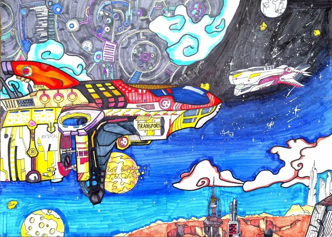 少年儿童科学幻想绘画作品 星际开发计划