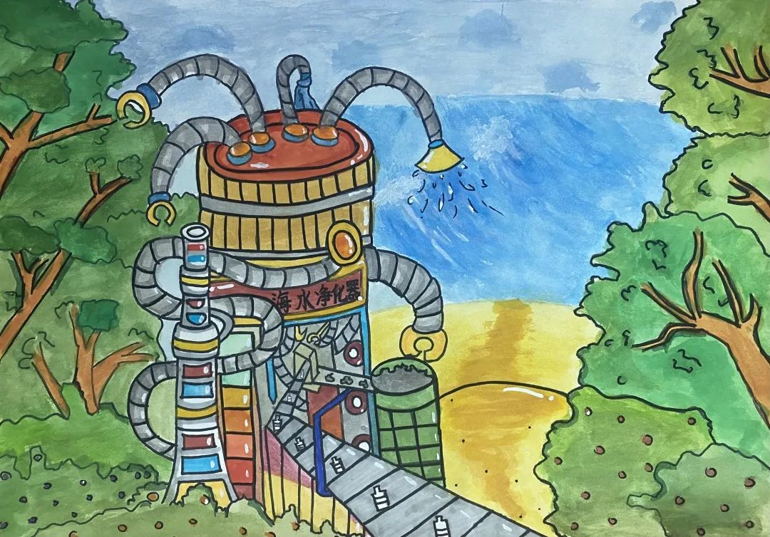 “奇思妙想 描绘未来”科幻绘画作品 海洋净化器-图1