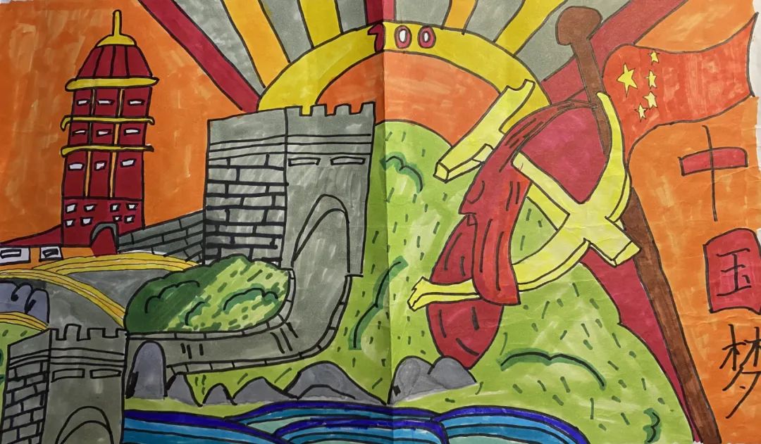 建党101周年 小学生爱国主题绘画欣赏-图3
