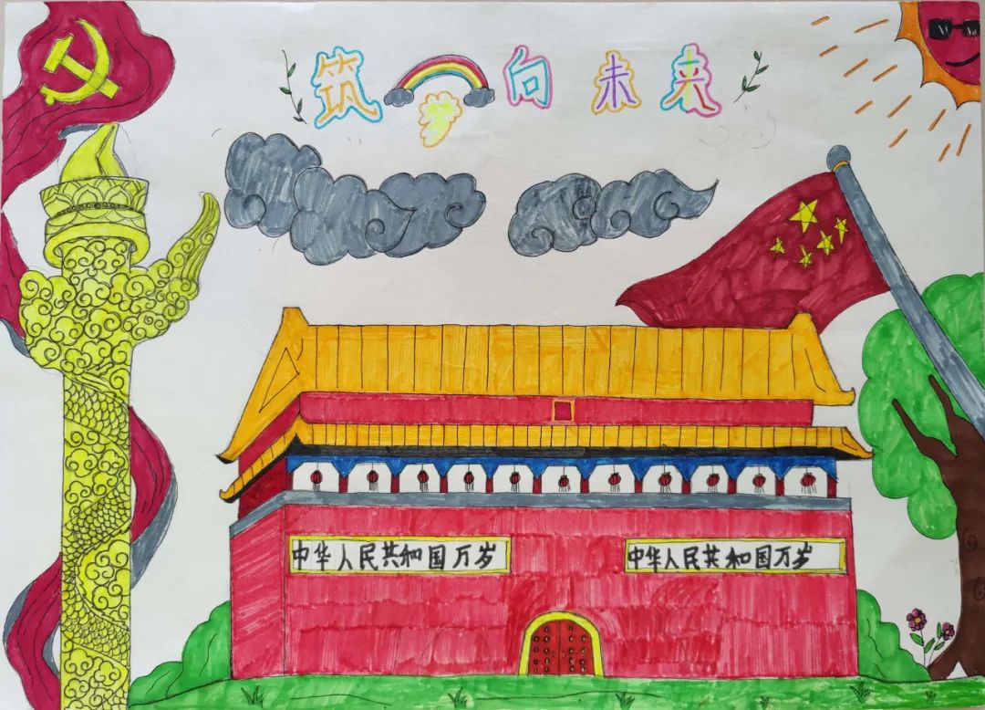 小学生喜迎二十大 筑梦向未来绘画作品-图6
