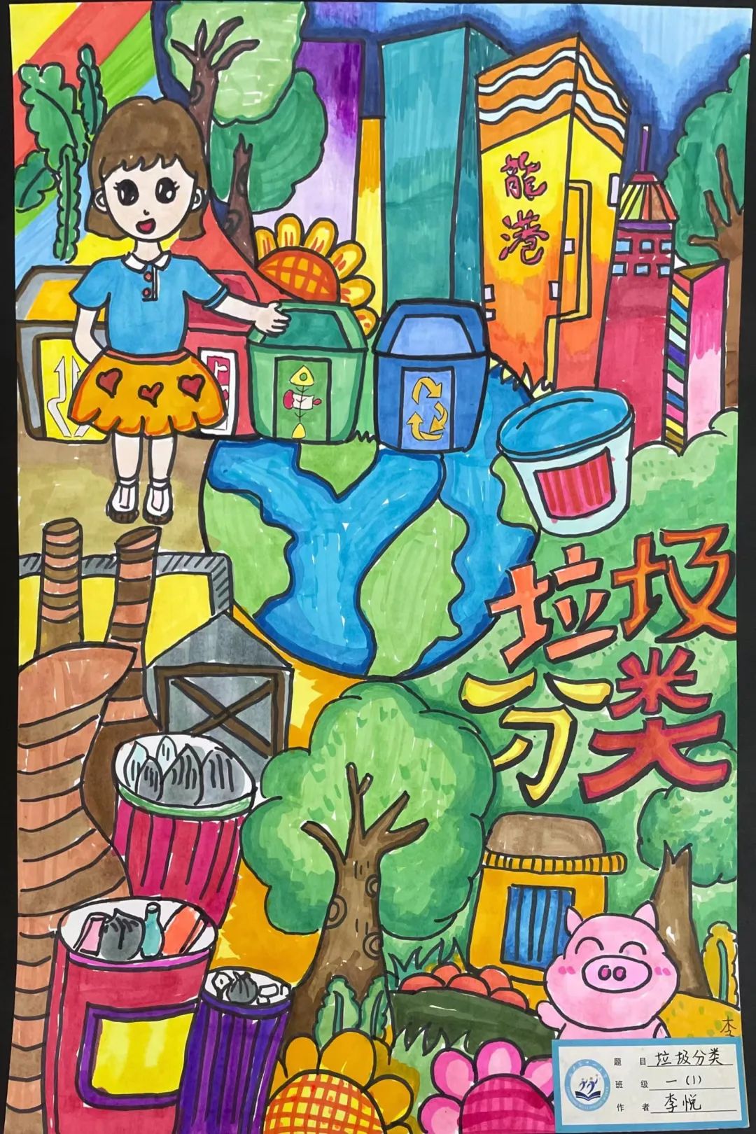 “垃圾分类 绿色'童'行”主题绘画作品-图1
