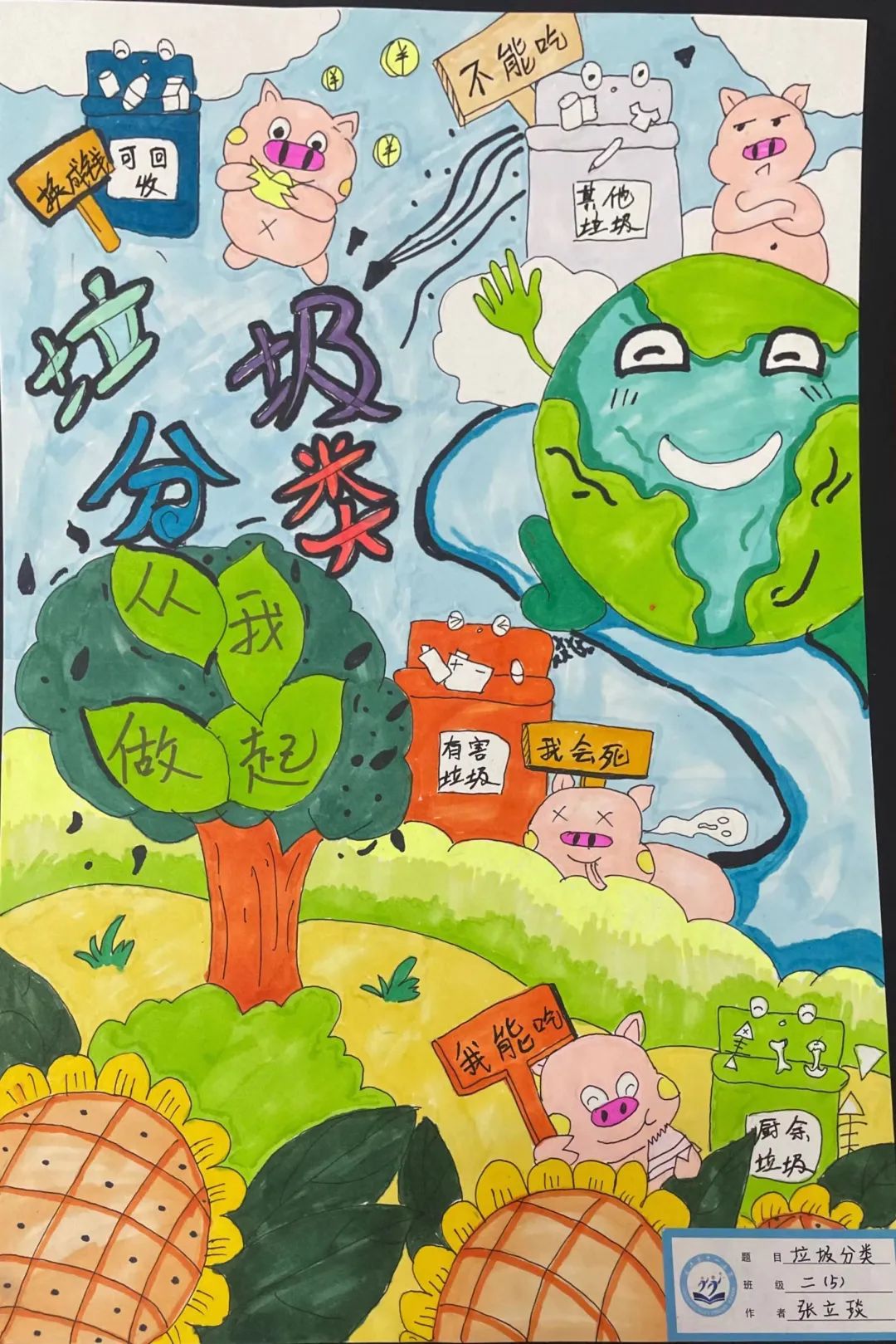 “垃圾分类 从我做起”校园环保绘画三年级-图4