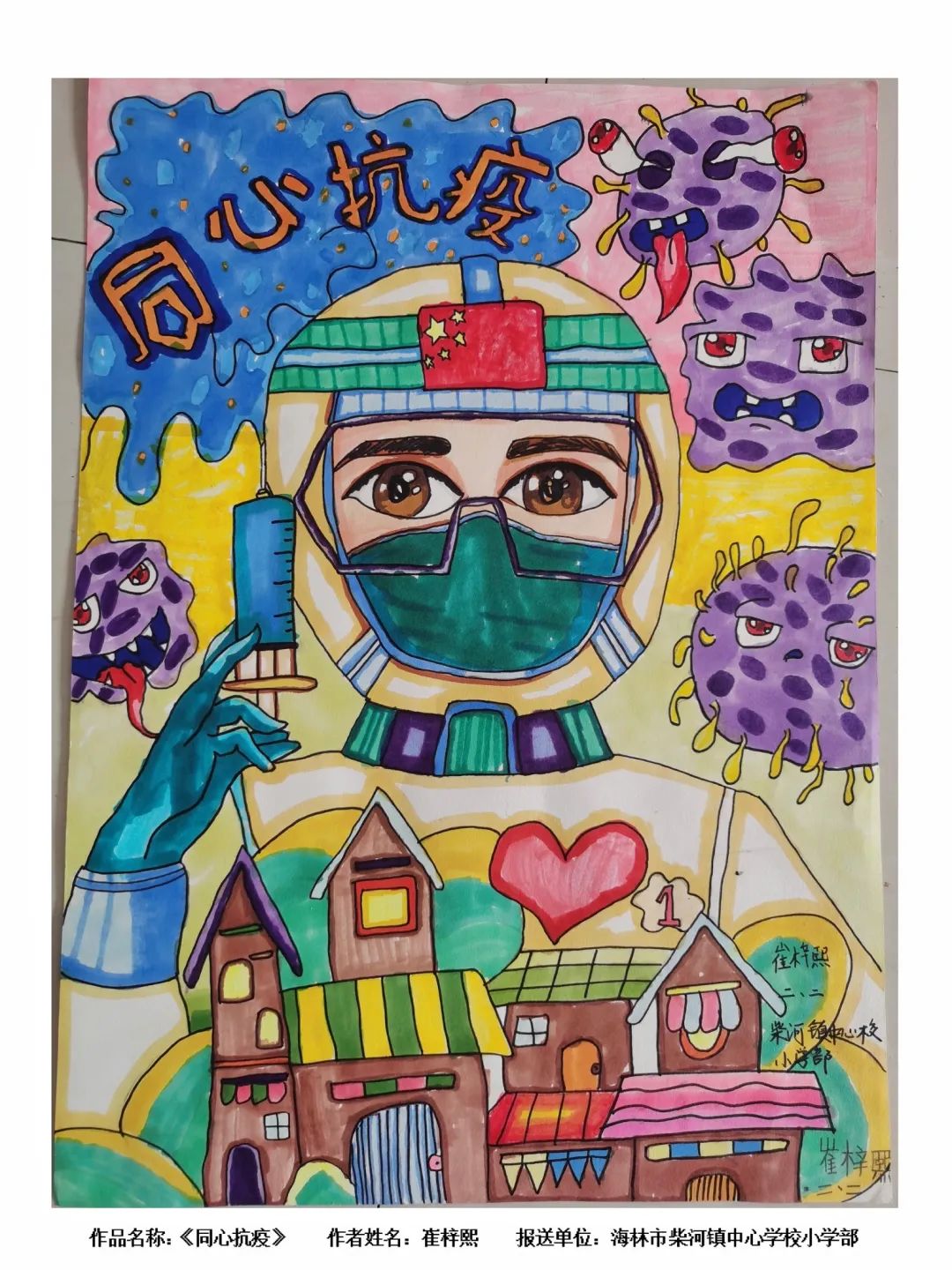 《童心抗“疫”，致敬英雄》校园绘画竞赛获奖作品十二-图5