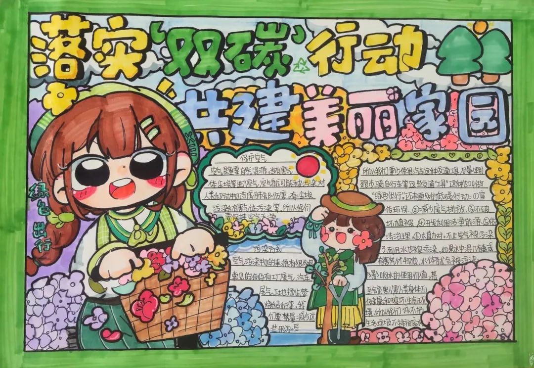 落实“双碳”行动主题手抄报精选作品5张-图5