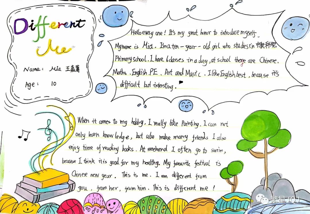 不一样的我—《认识自己》主题手抄报英语-图4