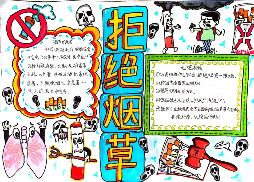 世界无烟日手抄报简单好画二年级-图3