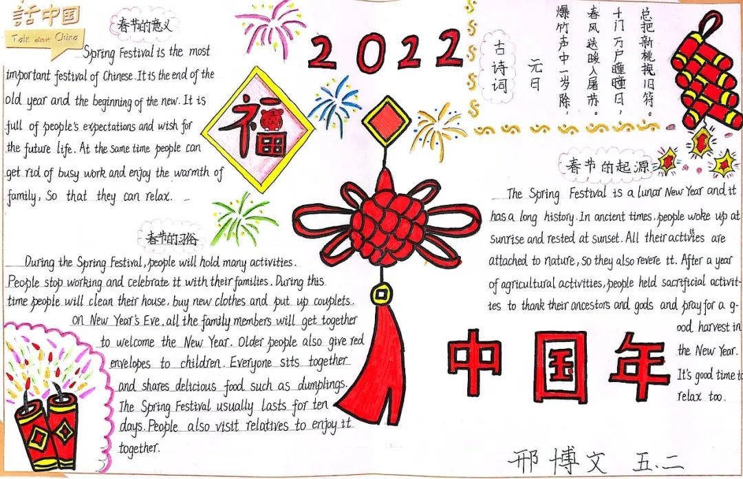 幸福中国年 漂亮的英语手抄报图片-图4