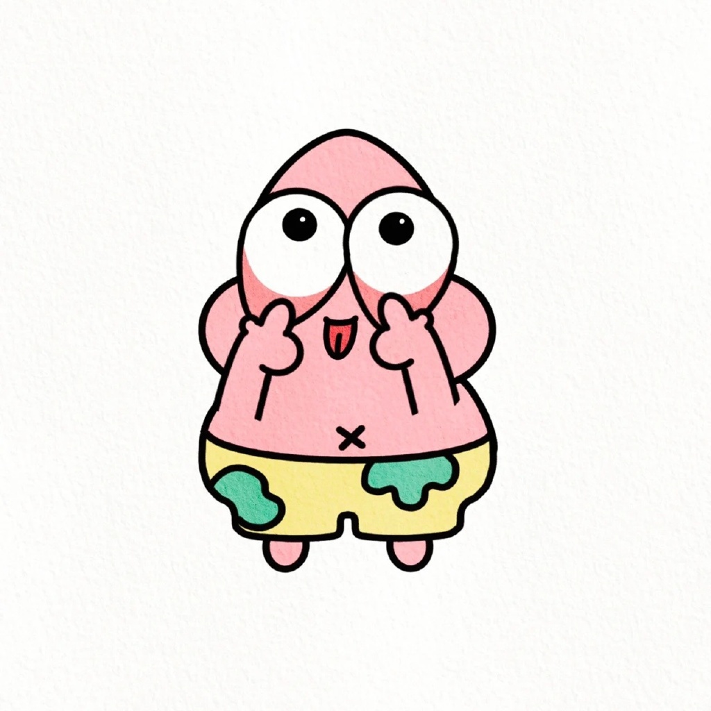 6张派大星简笔画图片 又被可爱到了-图1