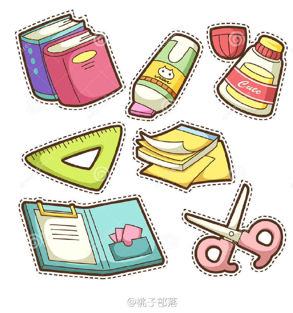 一组可爱的文具简笔画图片-图1