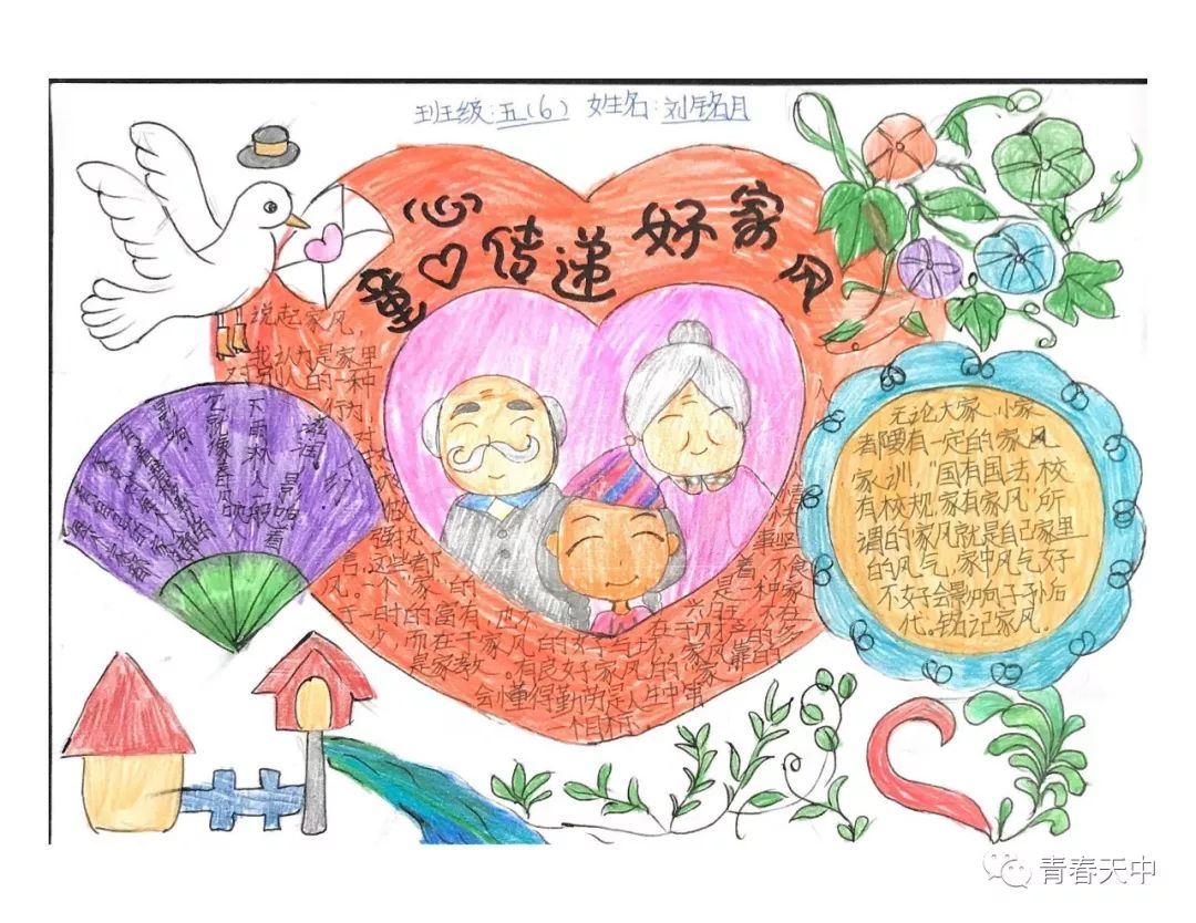 传扬好家风 晒晒我家的文明事手抄报二年级-图1