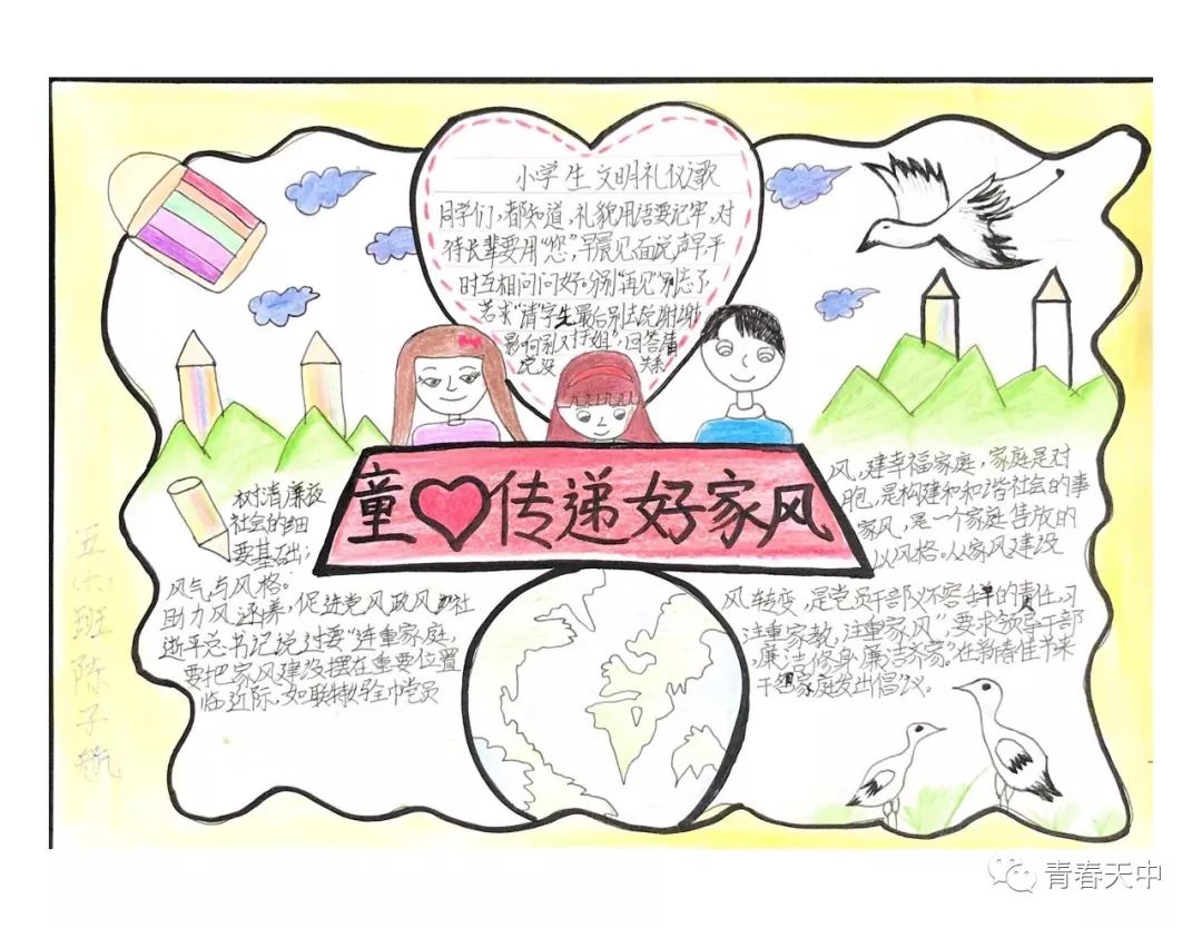 传扬好家风 晒晒我家的文明事手抄报二年级-图2