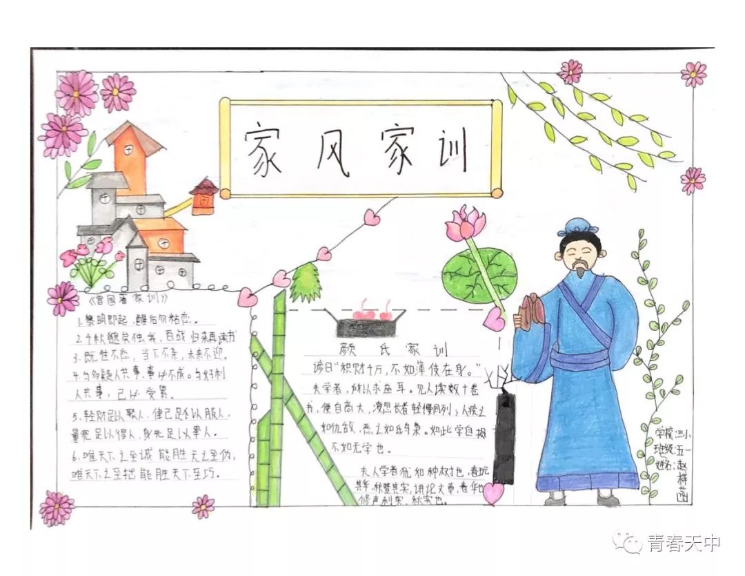家风家训伴我行主题手抄报获奖作品6张-图2