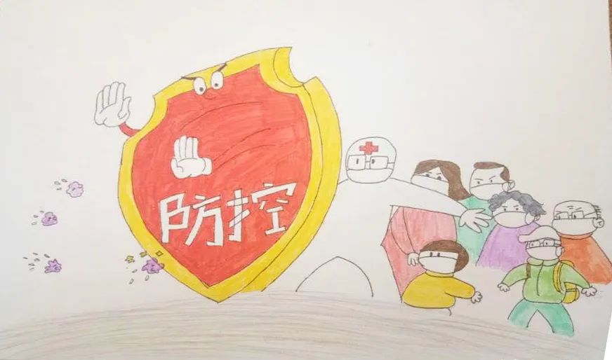 “同心抗击疫情 致敬逆行者”儿童画5张-图1