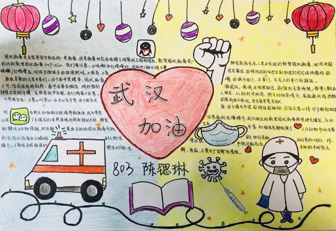 “同心抗击疫情 致敬逆行者”儿童画5张-图3