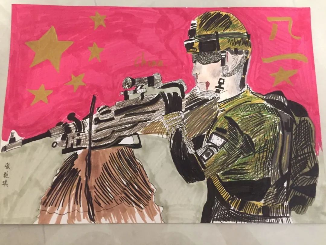 致敬最可爱的人！迎“八一”主题绘画作品-图2