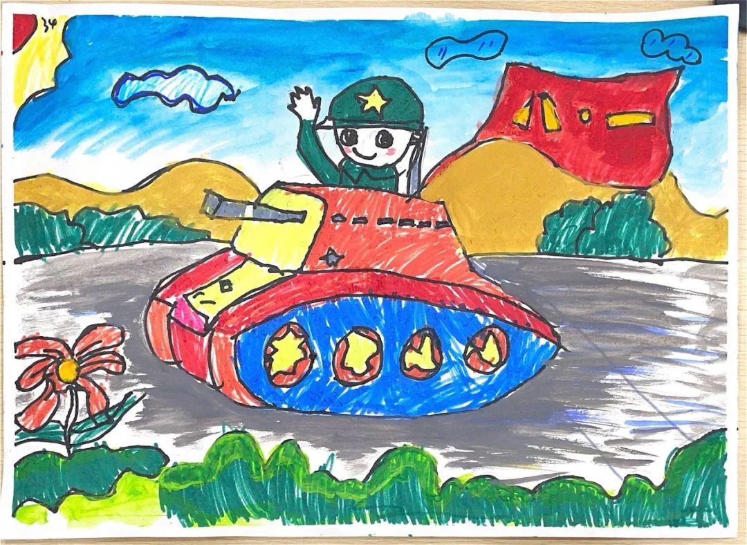 “红星闪闪耀童心 我心中的解放军”庆祝“八一”建军节主题绘画作品-图3