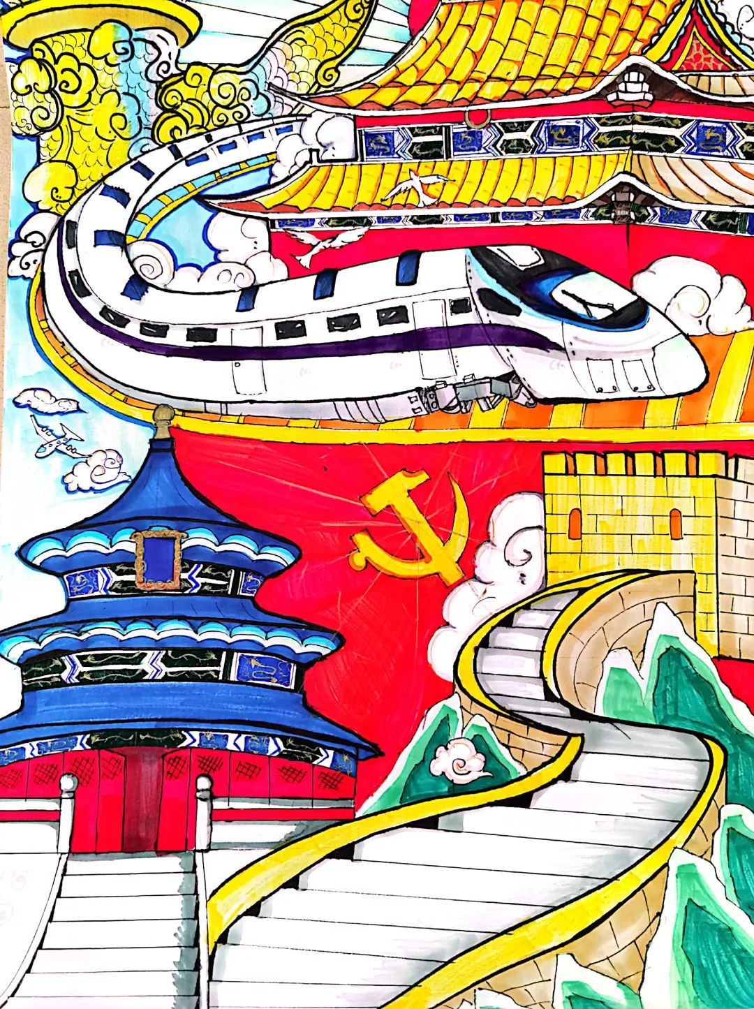 建团百年展示强大祖国 建团百年主题手抄报一等奖-图3